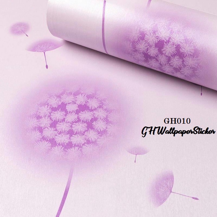 Wallpaper Dinding Wallpaper Aestetic Wallpaper Dandelion Stiker dinding 45cm x 9m premium GH010 dandelion ungu - Unikdekorasi