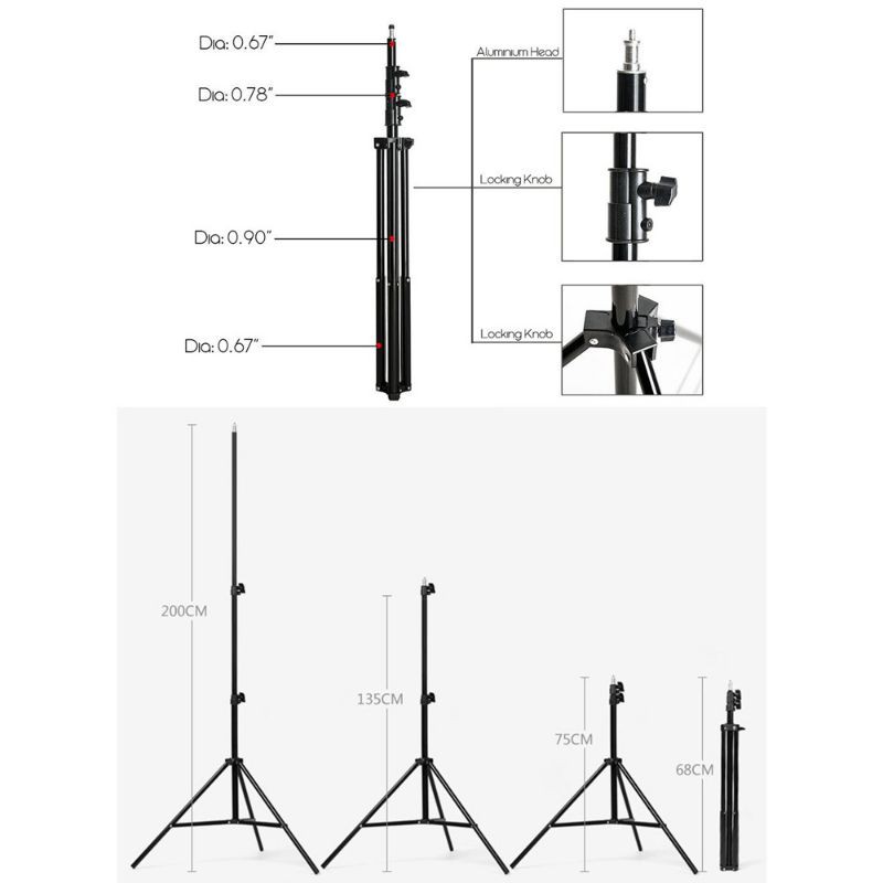 Payung Softbox Reflektor Boom Arm Studio 50x70cm dengan Bohlam 45W - Black