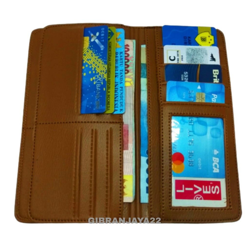 Dompet Pria dan Wanita Panjang  Kulit Sintetis 14 Slot Card  L