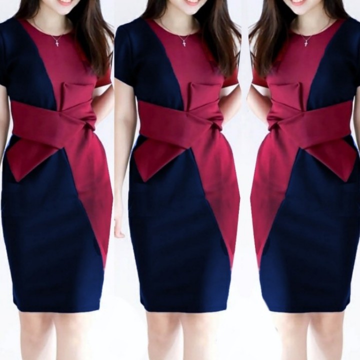 FWG - DRESS TWOTONE SCUBA / DRESS / BAJU DRESS WANITA / GAUN PESTA / DRESS KOREA / BAJU