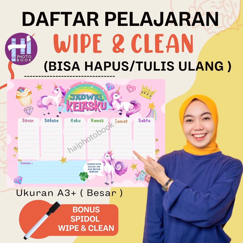 

PROMO Cetak Jadwal Pelajaran ukuran A3+ Bisa ditulis Ulang atau dihapus wipe & clean