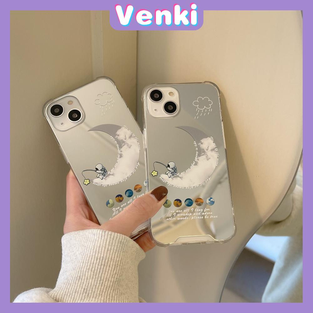 iPhone Case Acrylic HD Mirror Laser Airbag Shockproof Protection Camera Cute Moon Cloud Astronaut Compatible For iPhone 11 iPhone 13 Pro Max iPhone 12 Pro Max iPhone7Plus iPhone xr