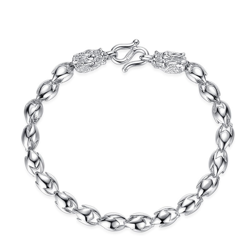 Gelang sterling silver 925 Hias Manik-Manik Model hollow pixiu 50% Untuk Pria