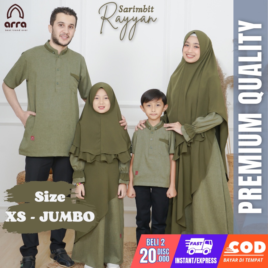 Baju Muslim Sarimbit Set Keluarga Lebaran Terbaru Warna Hijau Rayyan Arra R1C