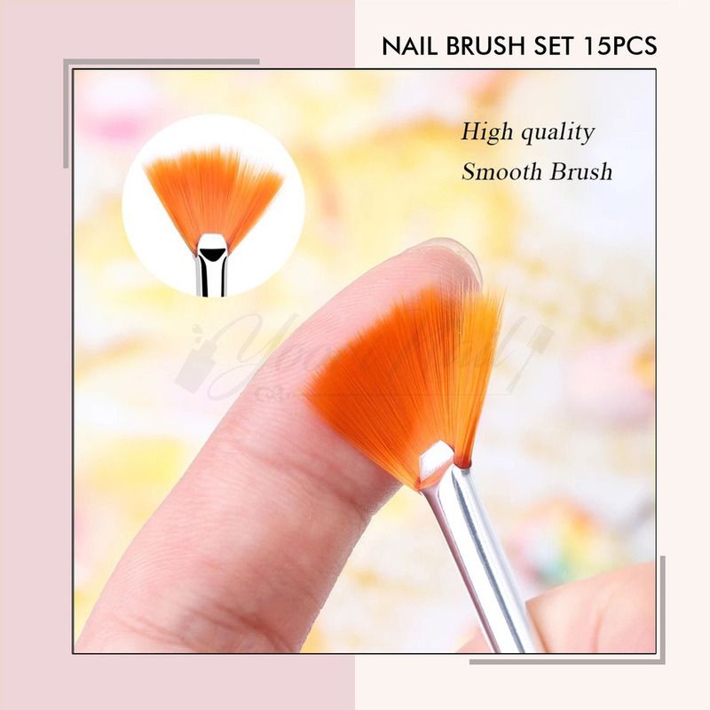 Nail art brush 15pcs kuas nail art dotting striping liner brush