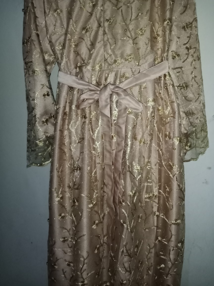 Alodia Dress (ready Stok) Dress Tile Brukat Premium Aksen Mutiara Gliter Kondangan Busui