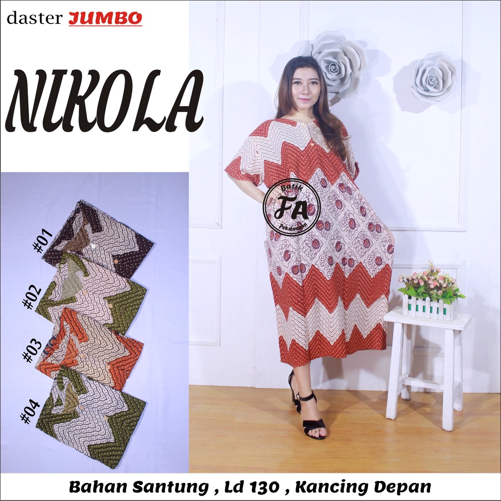 BATIK WANITA DASTER RAYON JUMBO MURAH BIG SIZE XXL ( SAHITA AMALIA DINDRA BAYAM SYIFA MARSHA NIKOLA GISEL BASE ) KEKINIAN BUSUI BUMIL KANCING DEPAN LENGAN PENDEK MURAH ADEM-DJ NIKOLA
