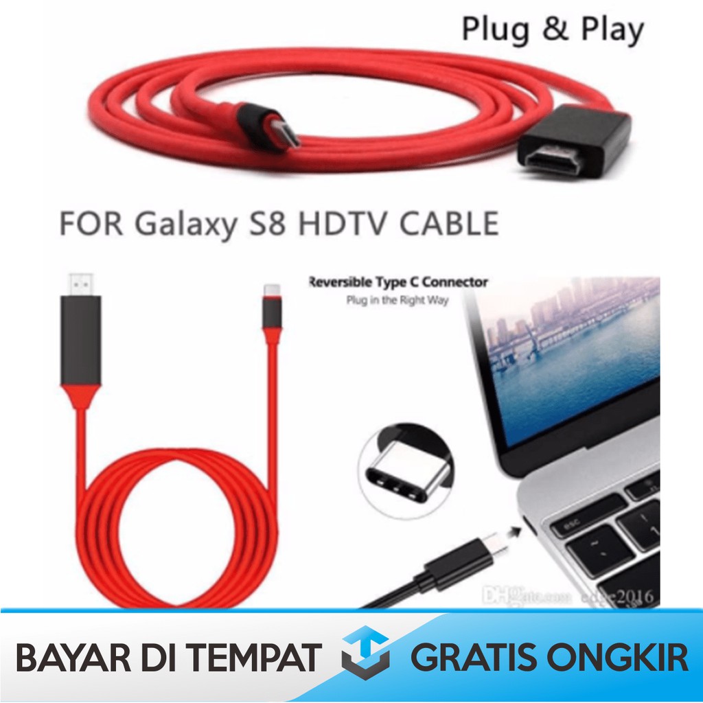 KABEL CONVERTER TYPE C TO HDMI ADAPTOR HDMI KE TIPE C HDTV HP KE TV 2M