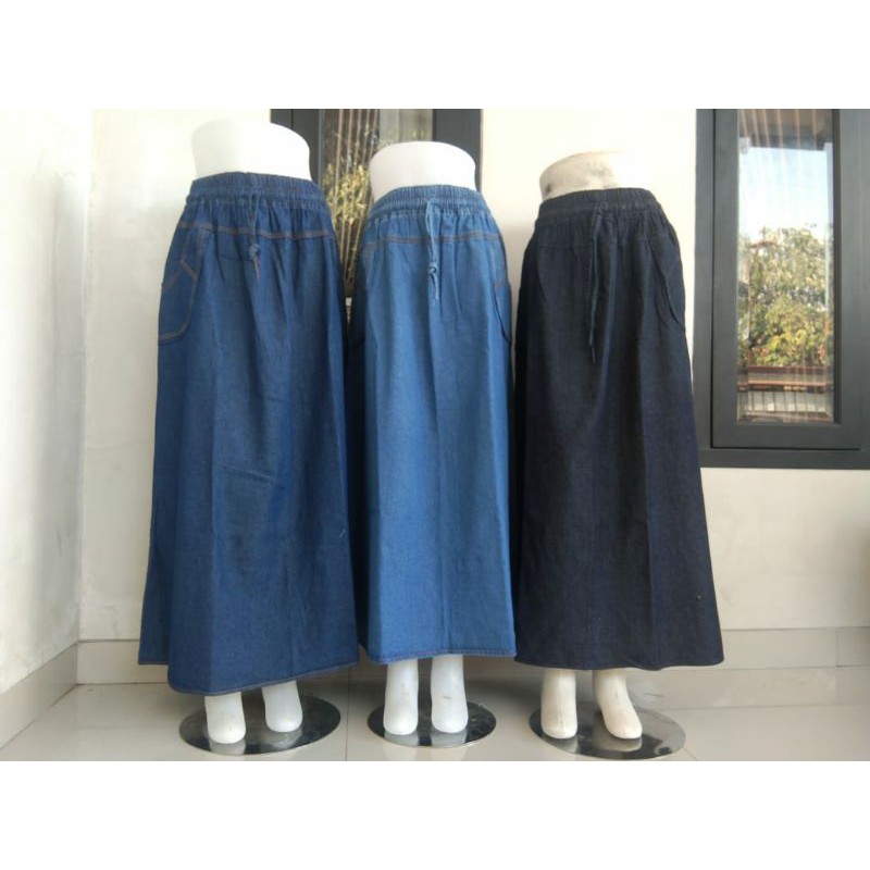 Rok Jeans Panjang Model A Polos Terlaris Shopee - Rok Jeans Model A Standar Termurah