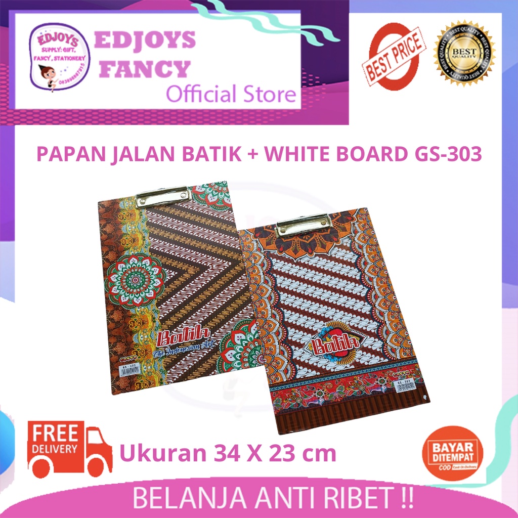 

Papan jalan / clip board / papan ujian + white board desain batik Indonesia
