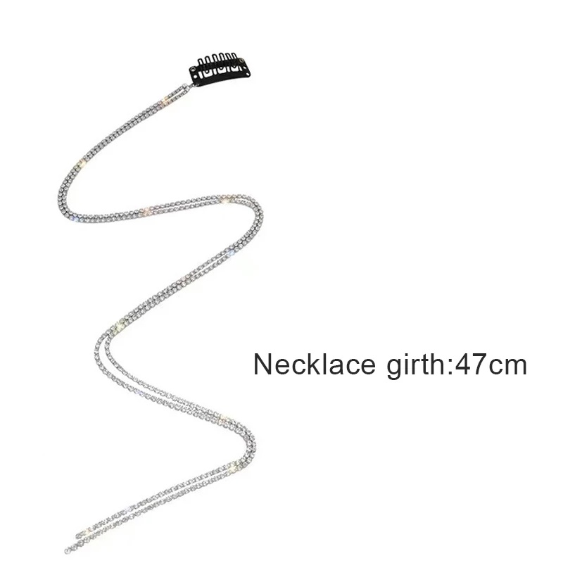 Jepit Rambut Model Rantai Rumbai Panjang Aksen Berlian Imitasi Untuk Wanita