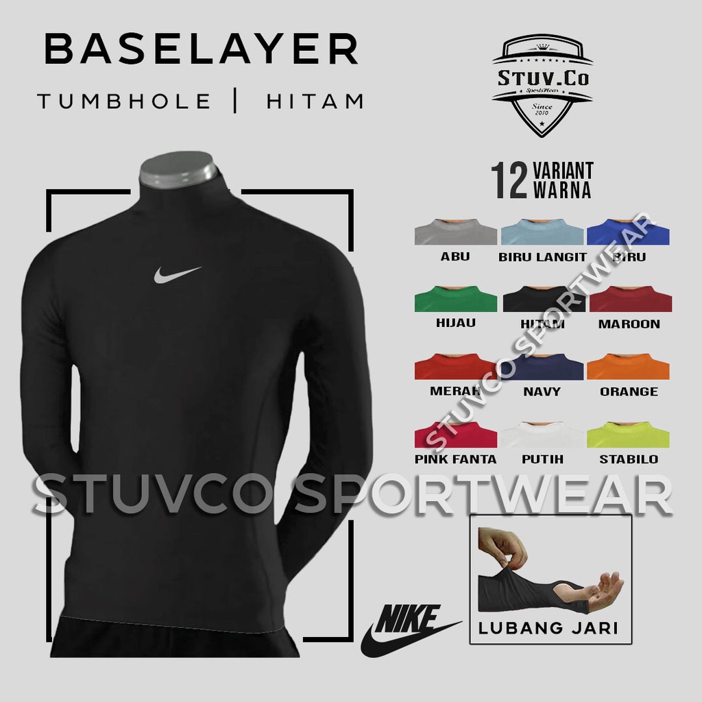 BASELAYER LONGSLEEVE THUMBHOLE LENGAN PANJANG JARI RENANG DIVING HIKING LATIHAN FITNESS PRIA