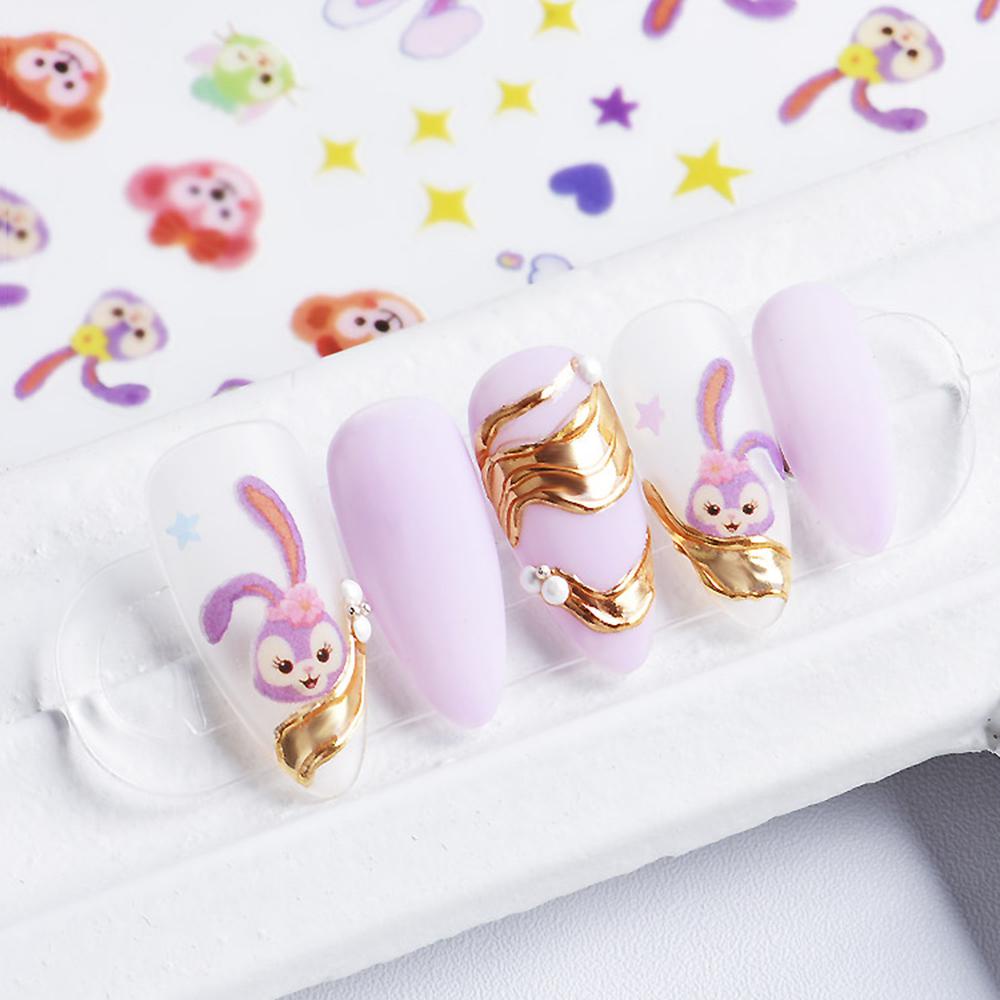 AUGUSTINA Agustin 3D Stiker Nail Art Kartun Decal StellaLou Alat Manicure