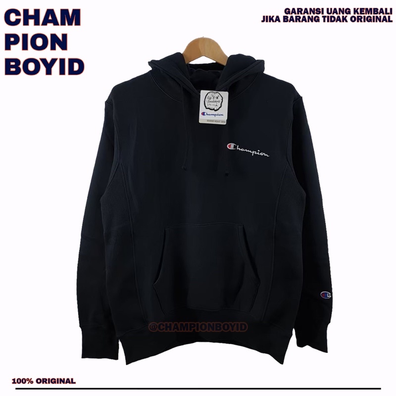 Hoodie jaket Champion original Small script reverse weave | Garansi 100% Original