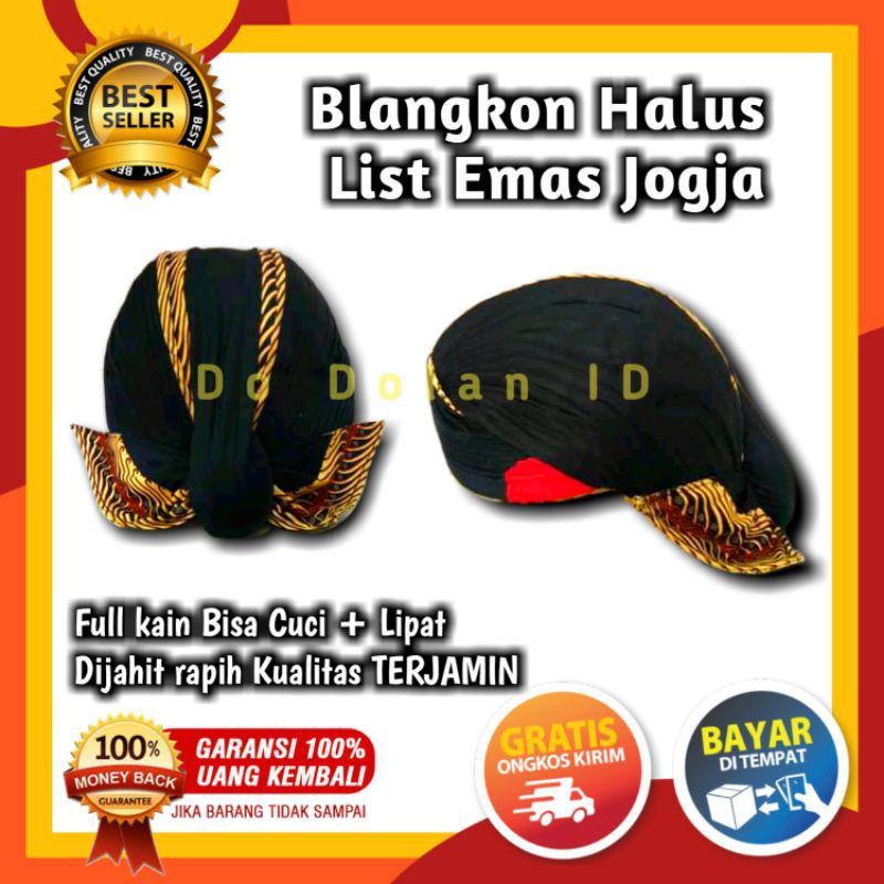 Blangkon Alusan Jogja Belangkon Blankon Jogja Kuncir Motif Samurai List Emas Cuci Lipat Murah COD