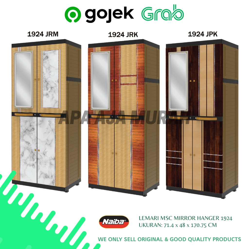 LEMARI PAKAIAN PLASTIK NAIBA 1924 GANTUNG RAK KUNCI DENGAN KACA / LEMARI PLASTIK GANTUNG MSC HANGER