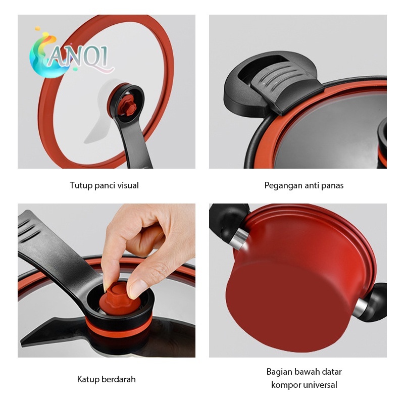 ID ANQI SHOP PANCI PRESTO TEFLON PRESSURE COOKER POT ANTI LENGKET PANCI PRESTO 2L VS-1805