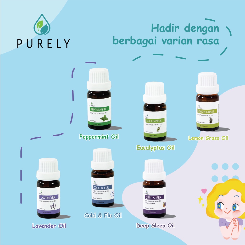 PURELY  Lavender essential oil dapat digunakan oleh anak-anak dan ibu hamil, Therapeutic-Grade 10ml