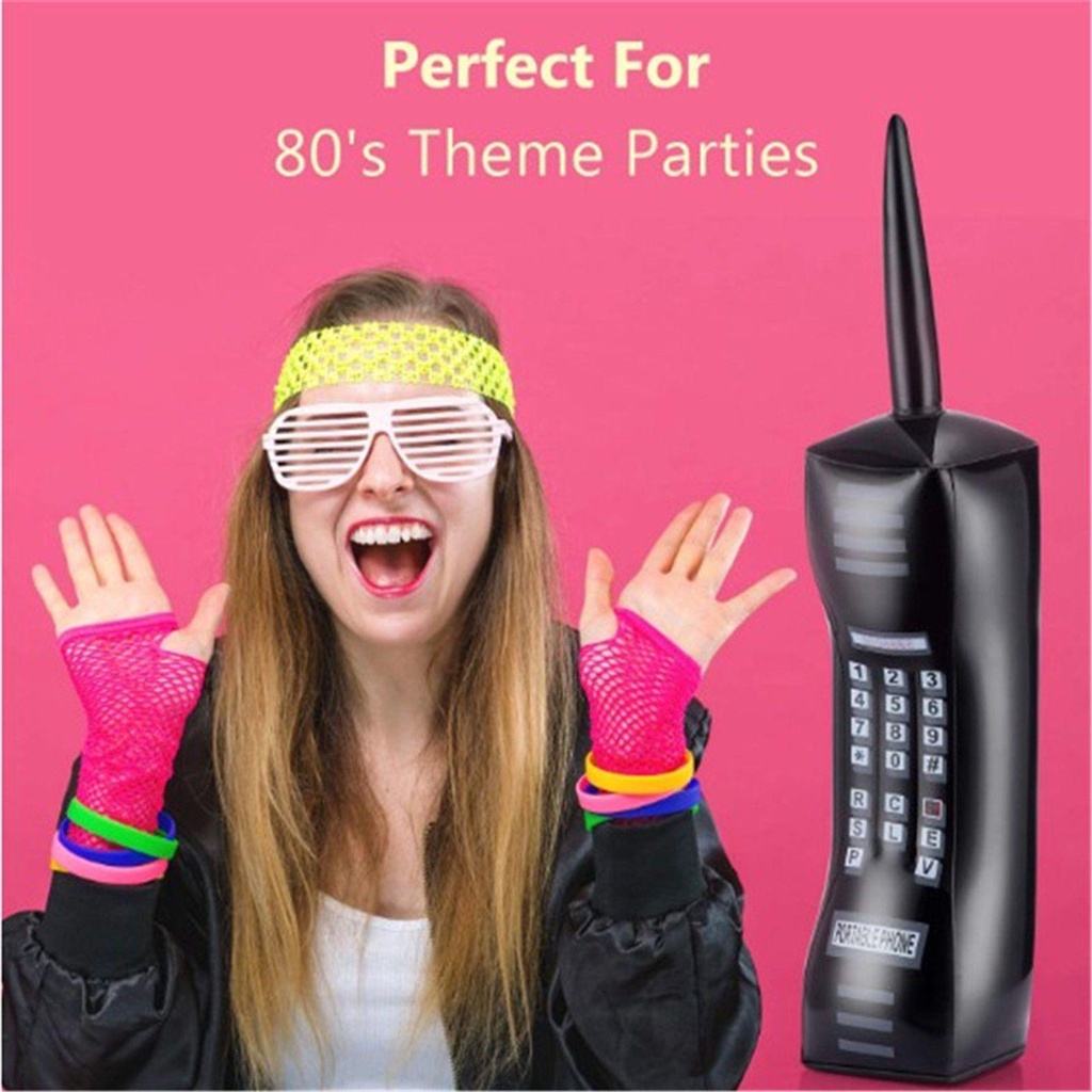 R-flower 2Pcs / Set Mainan Balon Tiup Bentuk Handphone 80 's 90' s Bahan PVC Untuk Dekorasi Pesta