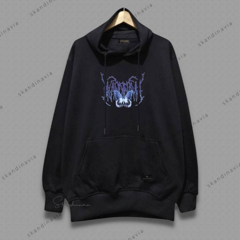 JAKET HOODIE THANKSKANDINAVIA THXNSMN SWEATER HOODIE MATRAS OFFICIAL WARNA HITAM OVERSIZE