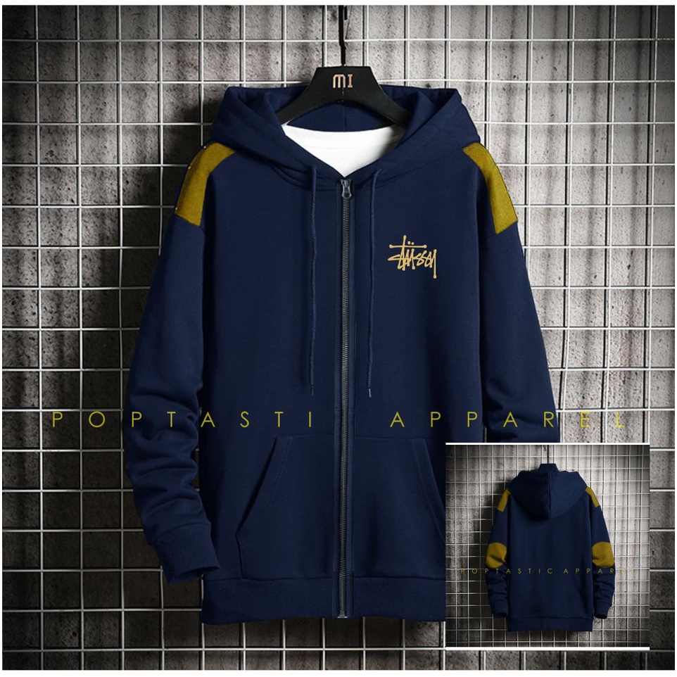 TERMURAH !! COD Jaket Sweater Hoodie Pria Distro stussyOriginal Big Size Jumbo M - XXL