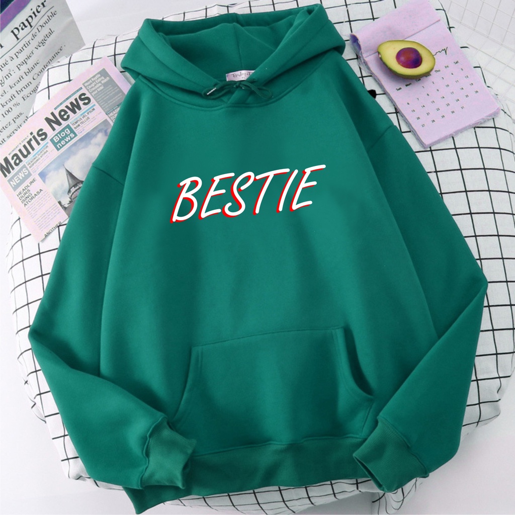 Fnenishastore Sweater Hoodie Wanita BESTIE Terbaru Viral Size M-L-XL-XXL Bisa Bayar Ditempat COD