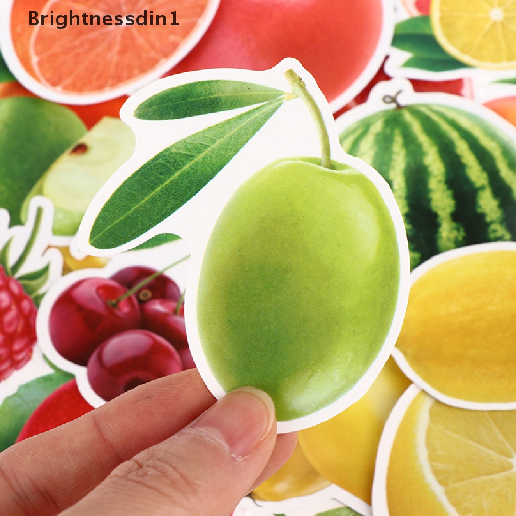 (Brightnessdin1) 50 PCS Stiker Motif Buah Untuk Dekorasi Kulkas / Dapur