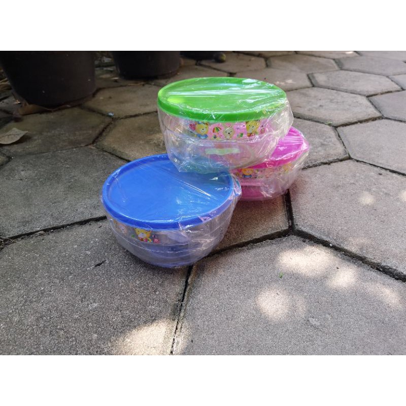 Toples Mangkok jar Bowl bening Sunlife Tutup karet Chelia Bowl with cover