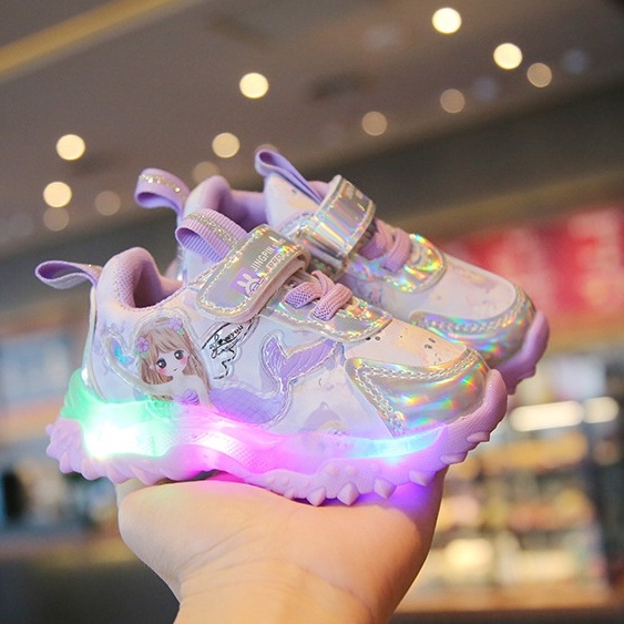 babyfit MERMAID LOVELY sepatu lampu led sepatu sneakers anak sol karet import ty-0830r