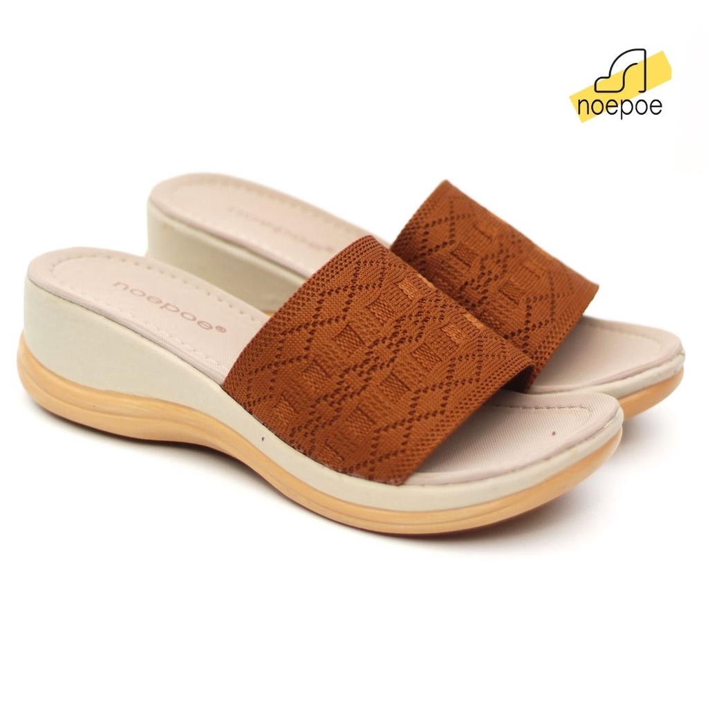 Noepoe Sendal Wanita Sandal Cewek Sandal Rajut Wanita Sendal Wanita Kekinian Sandal Wanita Terbaru-Tan