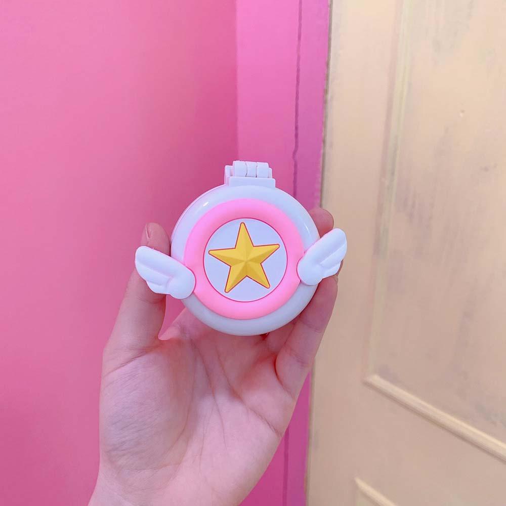 Lanfy Cermin Sisir Bulat Kartun Lucu Lipat Travel Mini Makeup Mirror Star Alat Kosmetik Sikat Rambut