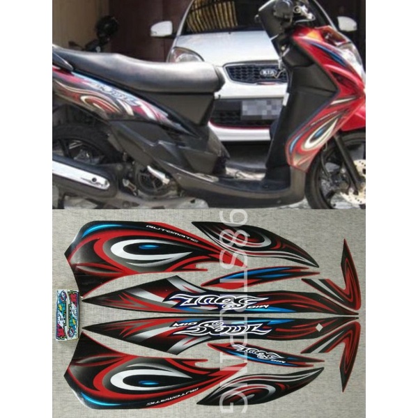 STRIPING MIO SOUL MERAH TAHUN 2008 STIKER LIS STANDAR ORI YAMAHA