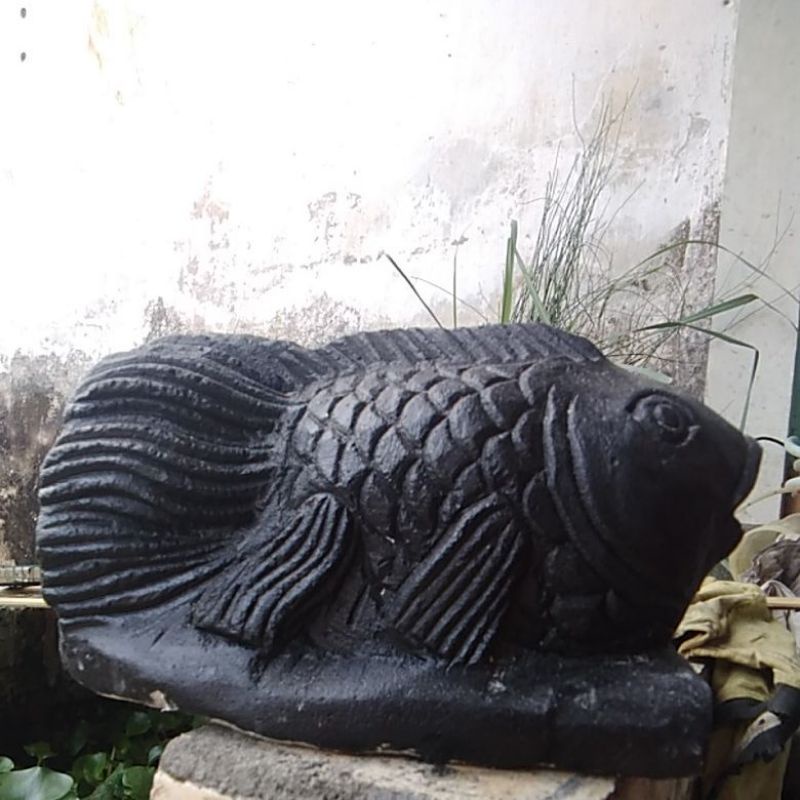 PATUNG IKAN KOKI 23CM BAHAN BATU ALAM ASLI