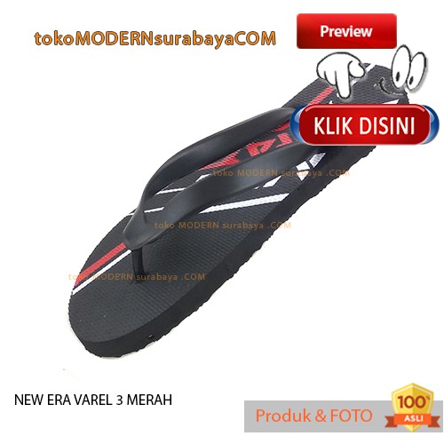 Sandal Pria jepit NEW ERA VAREL 3 HITAM MERAH Casual Karet Flip Flop