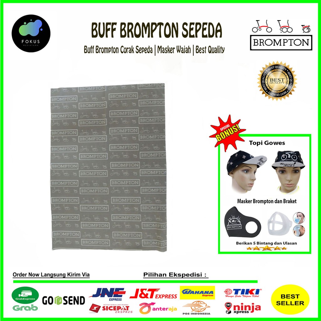 Buff Brompton Masker Brompton Original Buff Berkualitas - Abu-Abu