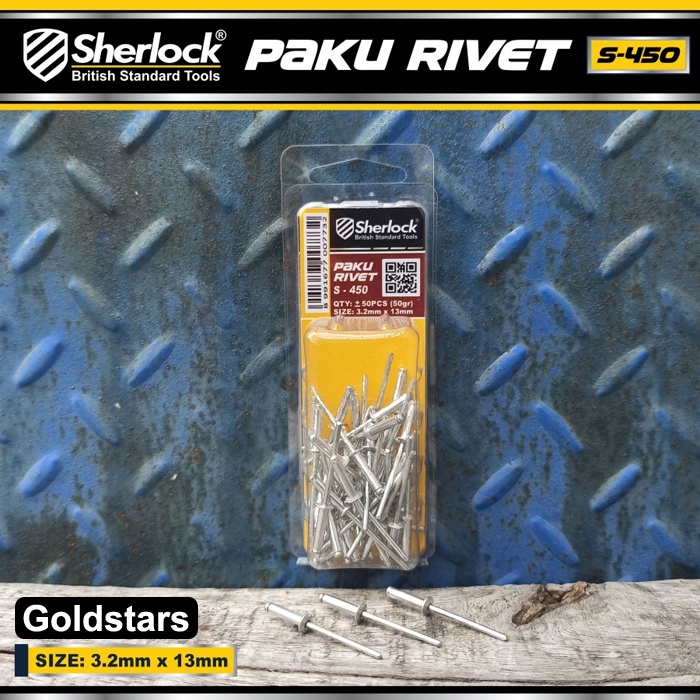 Paku Rivet Sherlock S - 450 size 3,2 mm x 13 mm (isi +/- 50 pcs)