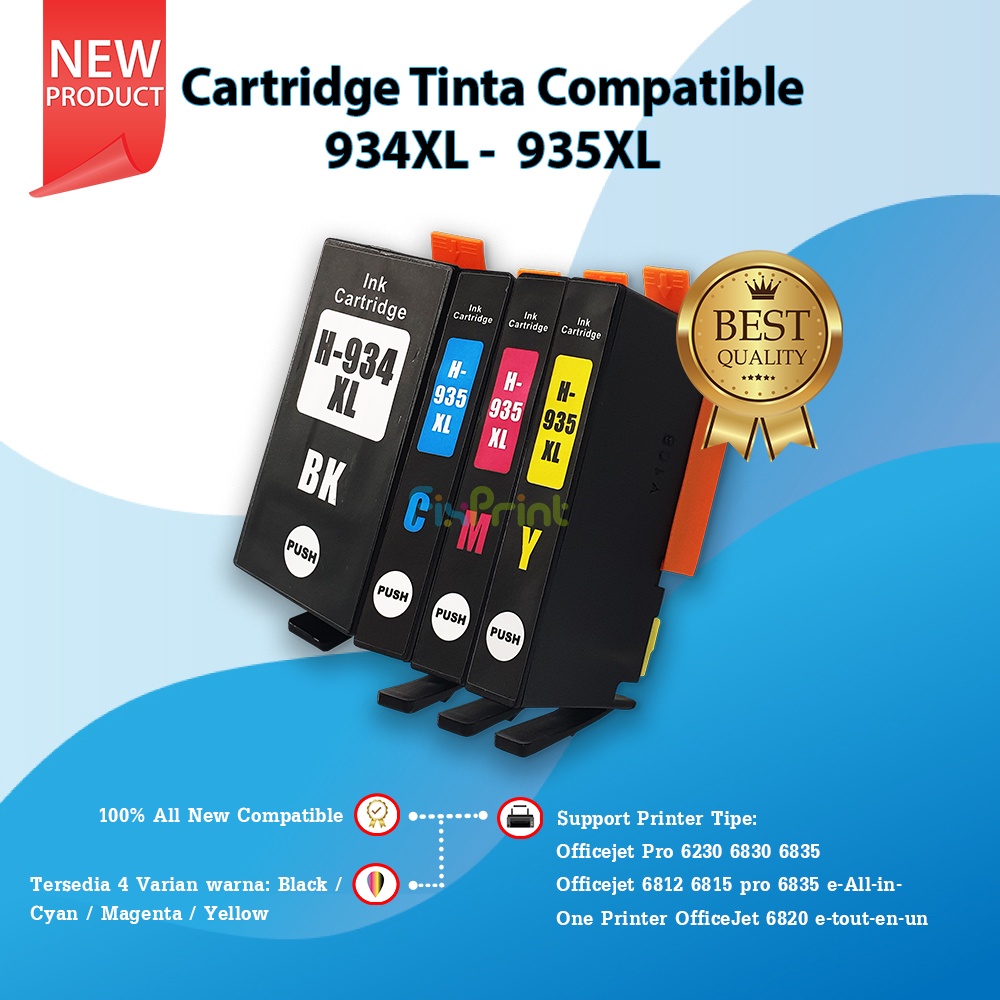 Cartridge Tinta Compatible 935XL934XL 935 934 Black Cyan Magenta Yellow Refill Ink H-935XLC 935 Printer XP Officejet Pro 6230 6830 6835  Officejet 6812 6815 pro 6835 All in One Printer OfficeJet 6820