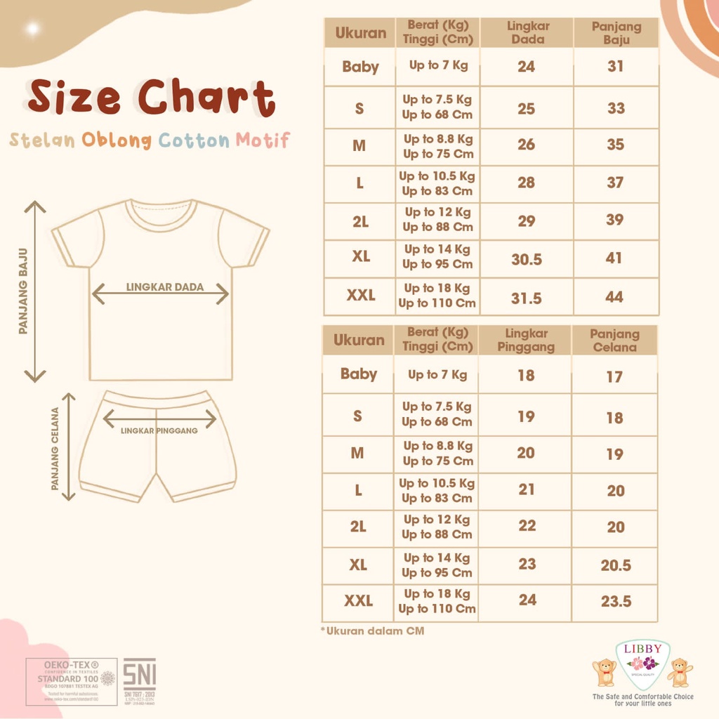 Castle - Libby Stelan Oblong Pendek Celana Pendek Cotton Motif Libby Baby - Setelan Baju Bayi Anak