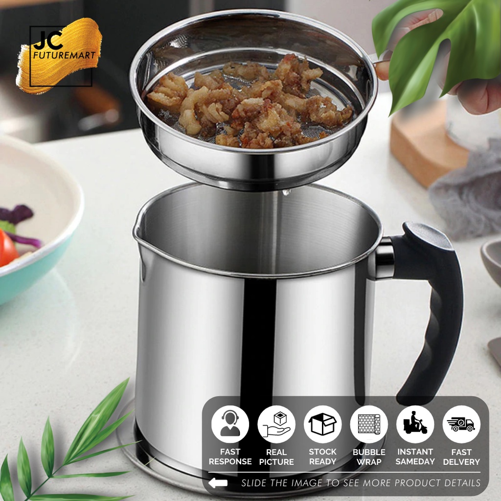 OIL POT NON-STICK 1300ML | SARINGAN TEMPAT MINYAK STAINLESS STEEL