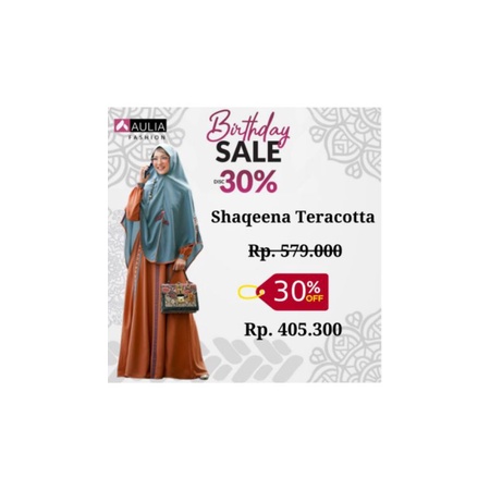BAZAAR AULIA FASHION SET GAMIS SHAQEENA TERACOTTA GLORY BLUE - BAHAN FERANILA & MILANO CREPE BAJU WA
