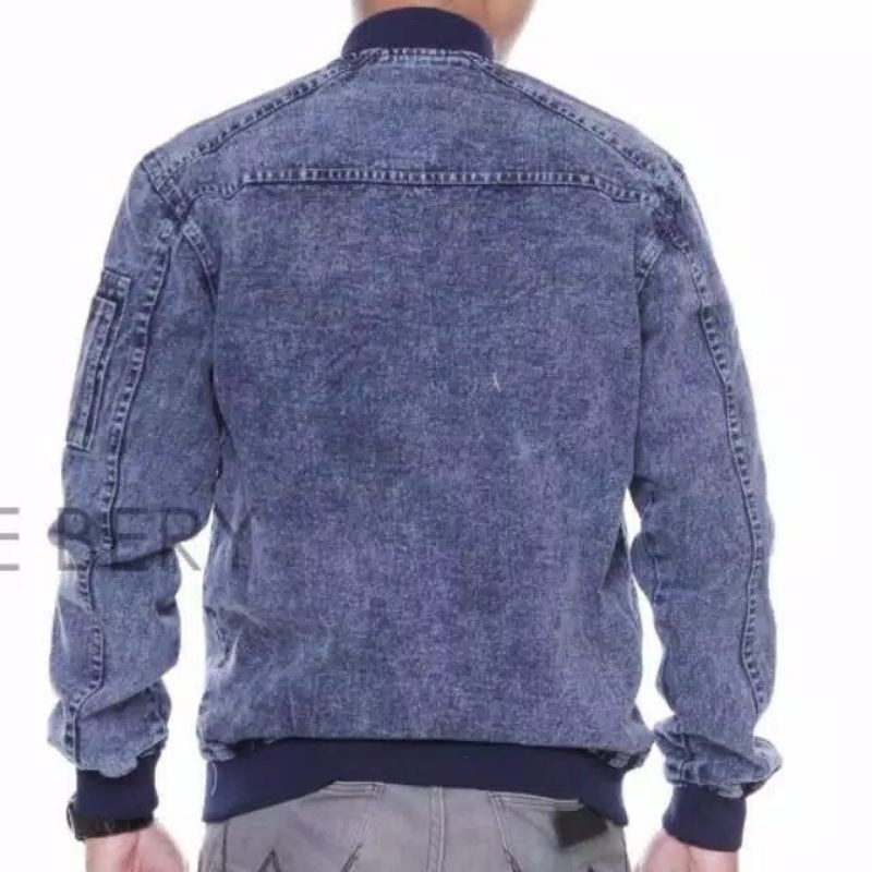 TURUN HARGA ! JAKET JEANS SLETING PRIA COWOK SENWASH SANDWASH BOMBER DENIM