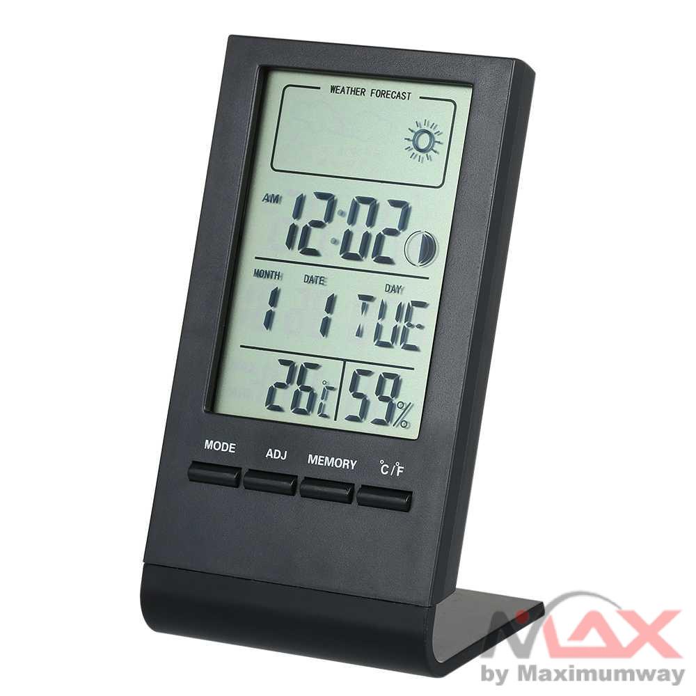 Jam meja digital plus kalender termometer Hygrometer prakiraan cuaca cocok untuk meja kantor exclusive KKMOON Jam Mini Digital Thermometer Hygrometer Weather Station - CX220 Multifunctional LCD Large Screen Electronic Digital Thermometer Hygrometer Clock