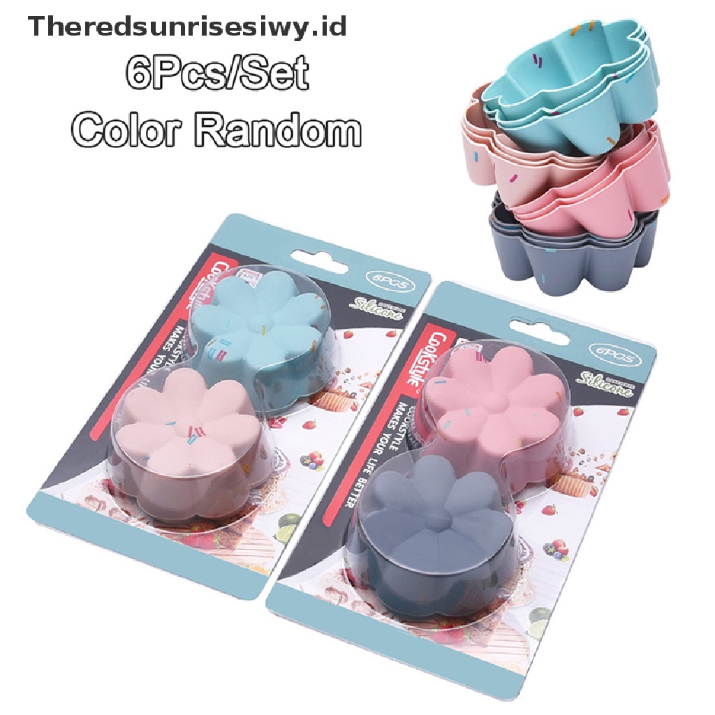 # Alat Rumah Tangga # 6pcs Cetakan Kue Muffin Bentuk Bunga Reusable Untuk Alat Dapur