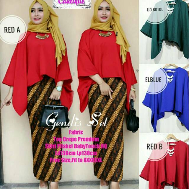 GENDIS SET PLISKET ROK BLUS STELAN LOWO BATWING CROPTEE KEBAYA KONDANGAN WISUDA STELAN INSTAN