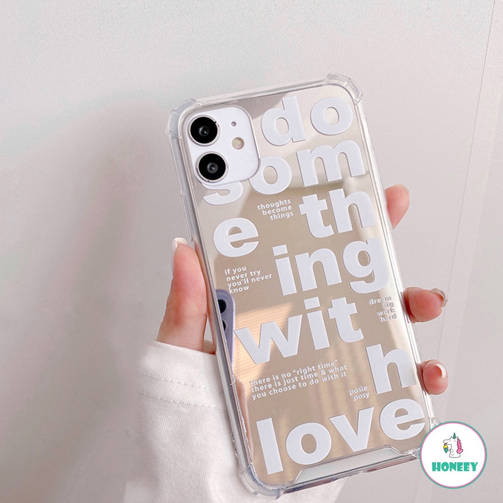 INS Art Letter Mirror Phone Holder Phone Case compatible for IPhone 14 13 12 11 Pro Max X Xs Max XR 8 7 Plus Shockrpoof Soft TPU Back Cover