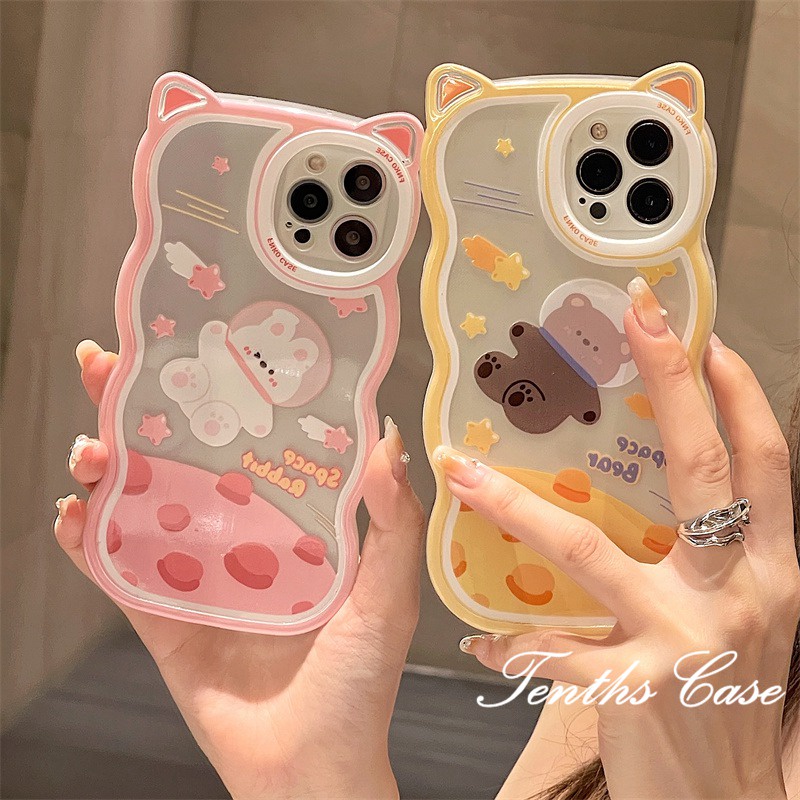 IPhone 14 13 12 11 Pro Max X XR Xs Max 8 7 6 6s Plus SE 2020 Soft Case Desain Kartun Telinga Kucing Beruang Untuk