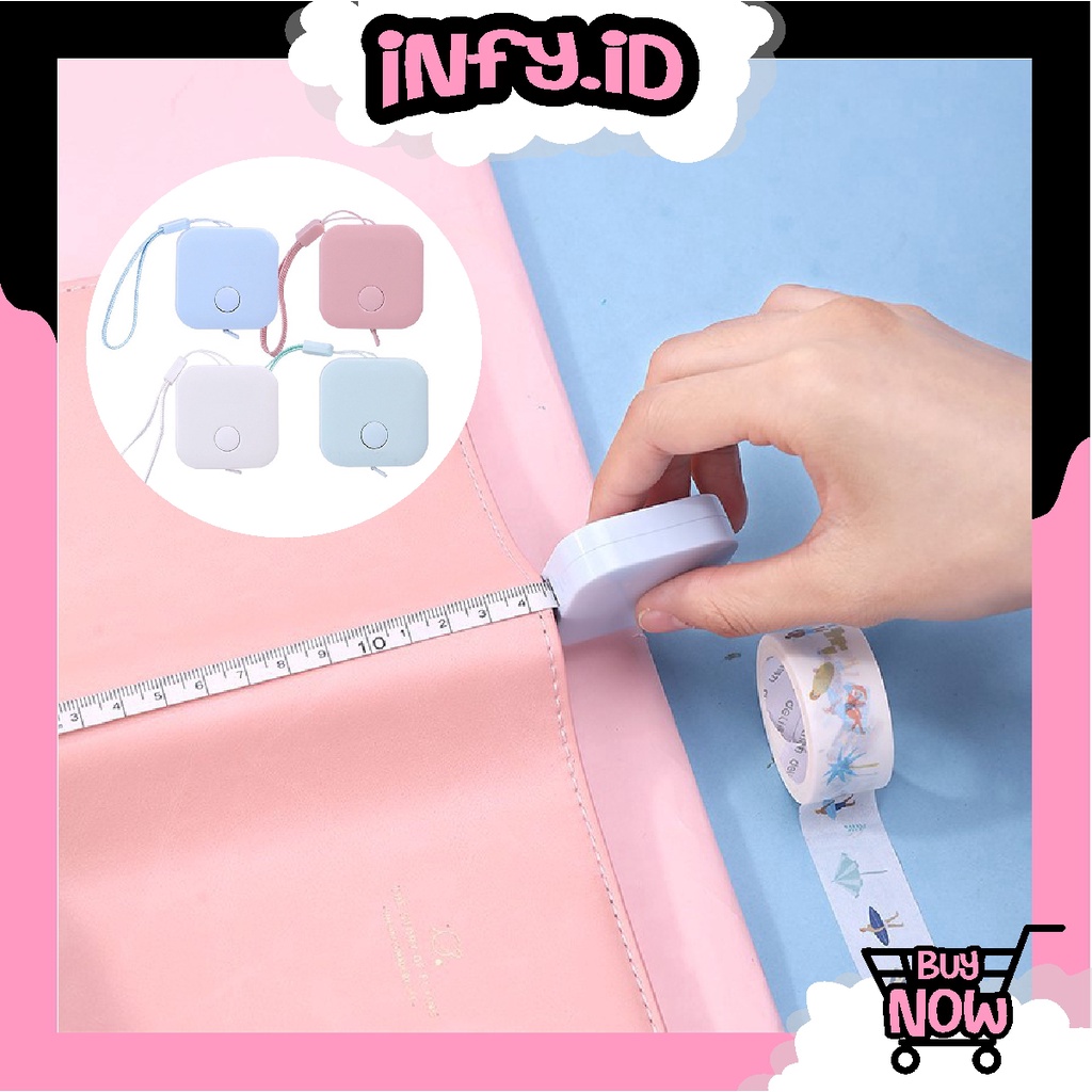 INFY - Meteran Mini Gulung 150Cm Pengukur Lingkar Perut Baju Jahit Measure Tapes High Quality 1.5M Warna Pastel Alat Ukur Kain Tukang Jahit 60 Inch S003