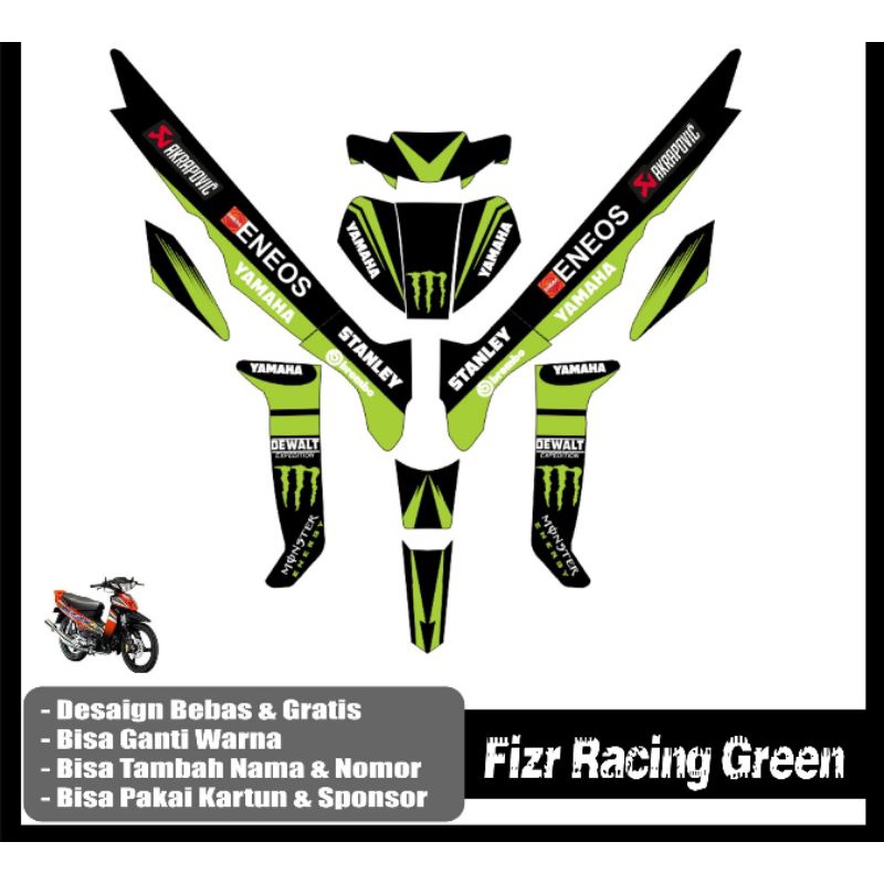 STRIPING / DECAL / STIKER / LES MOTOR FIZR ENEOS HITAM HIJAU BALAP