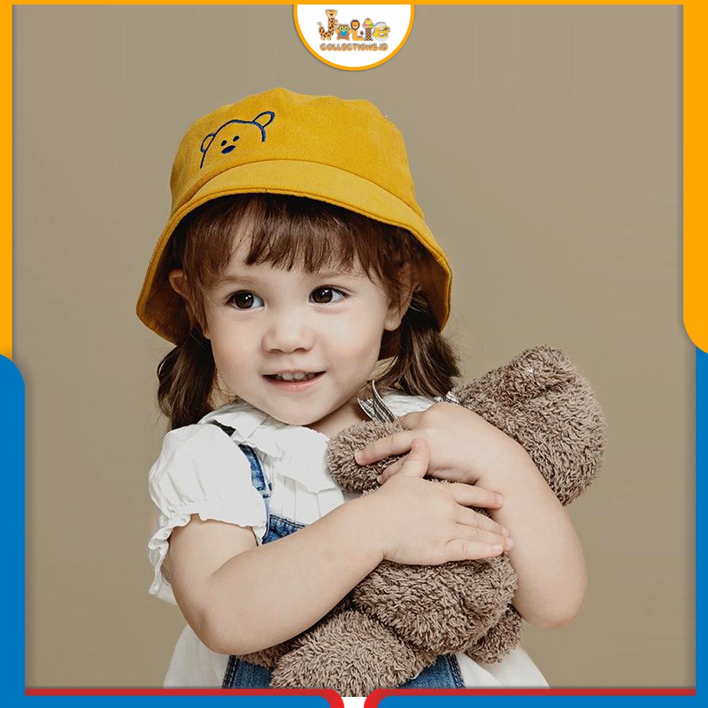 BUCKET BORDIR TOPI KIDS BUCKET BEAR - TOPI ANAK UNISEX BORDIR BERUANG