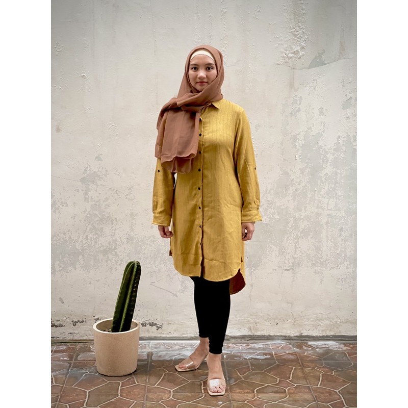 kemeja tunik/tunic linen rubicon premium fit XL basic/casual lontop